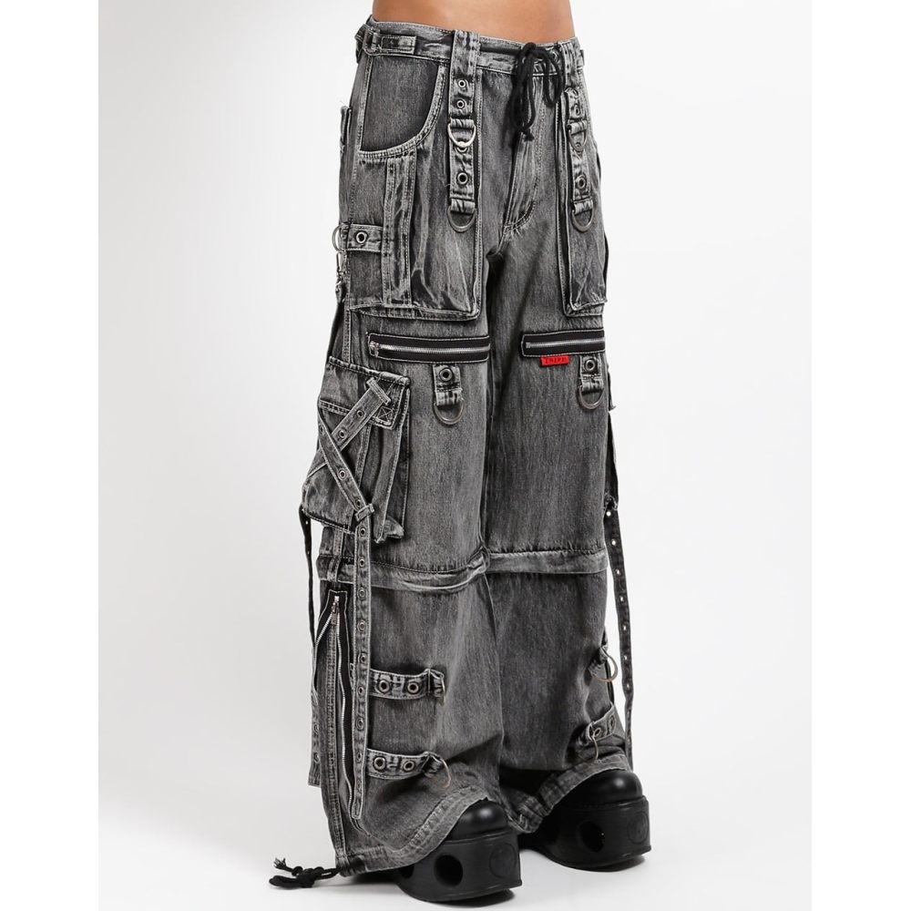 Tripp NYC - X-Strap Fog Wash Denim Wijde broek - Grijs